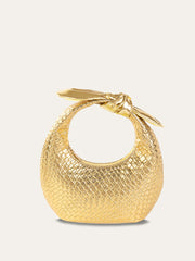 Golden Woven Knot Handle Bag
