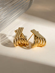 Gold Plated Crossover Hoop Earrings