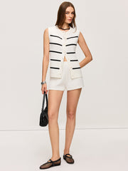 Striped Knit Vest and Shorts Co-ord Set