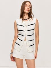 Striped Knit Vest and Shorts Co-ord Set