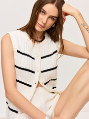 Striped Knit Vest and Shorts Co-ord Set