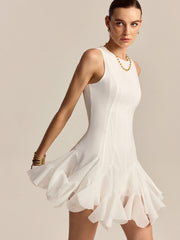 Semi-Sheer Ruffled Hem Mini Dress