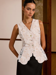 Lace Color-Blocked Vest