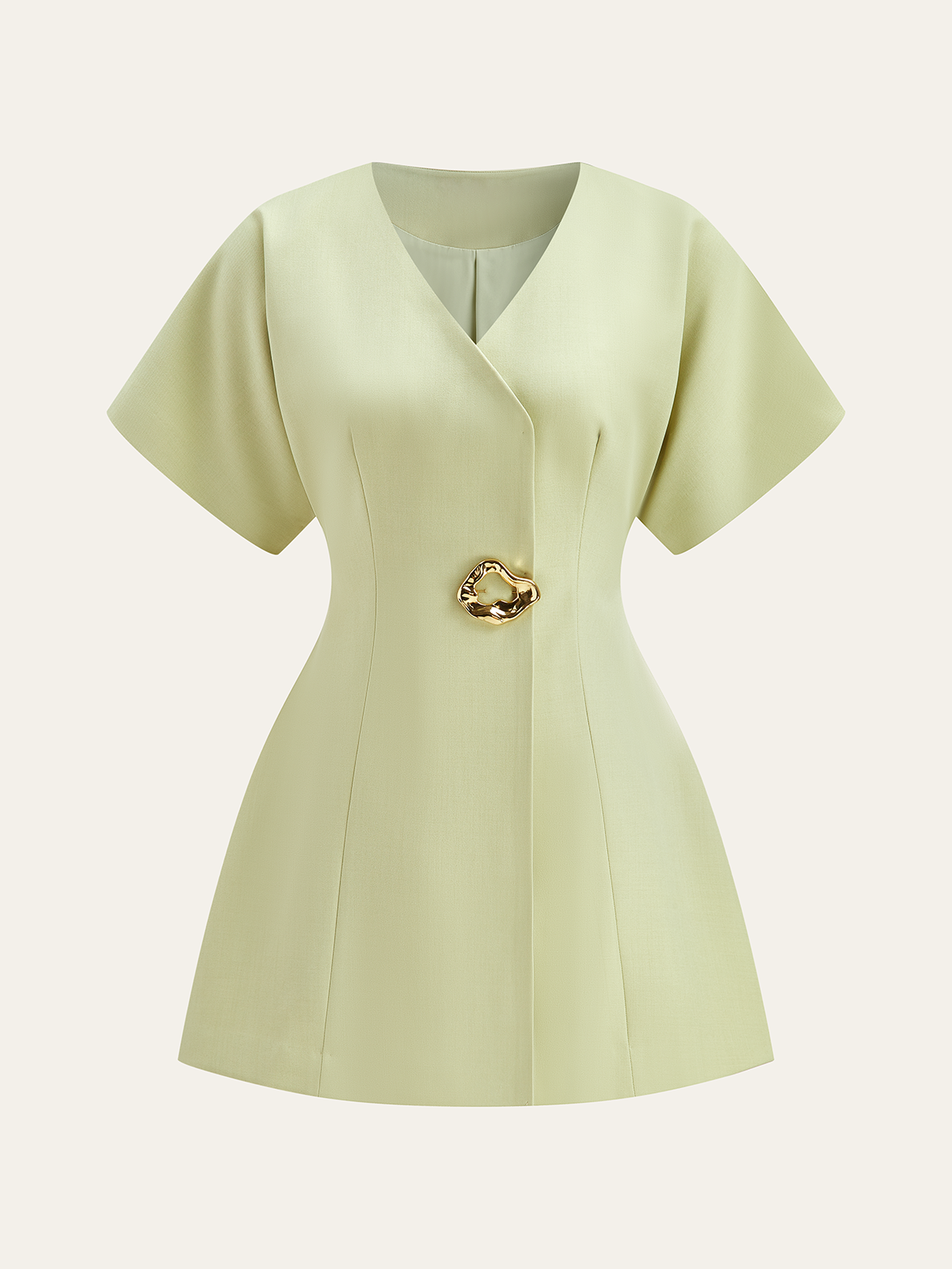 Short-Sleeved V-Neck Mini Dress