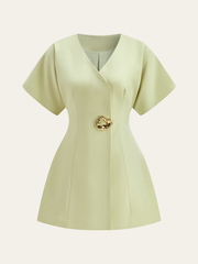 Short-Sleeved V-Neck Mini Dress