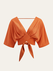 Cotton & Linen Criss-Cross Front Blouse