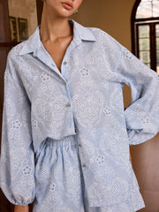 Textured Embroidered Fabric Shorts set