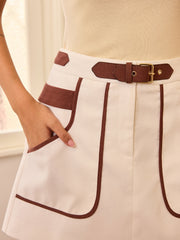 Pocketed Belted Mini Skirt