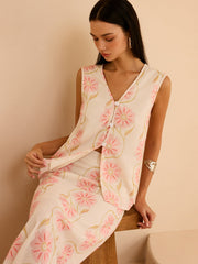 Floral Print Sleeveless Vest