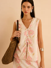 Floral Print Sleeveless Vest