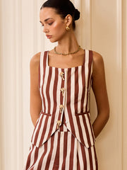Striped Pocketed Vest