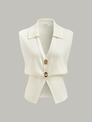 Metal Buttons Knit Vest