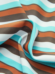 Asymmetrical Striped Belted One-Piece Swimsuit