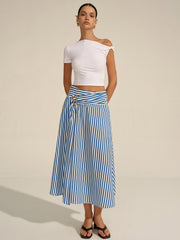 Striped Metal Decor Maxi Skirt