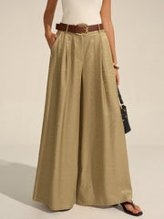 Belted Wide-Leg Pants