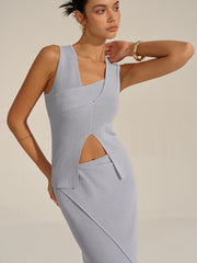 Asymmetrical Slit Knit Skirt Set