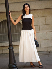 Sleeveless Color-Block Maxi Dress
