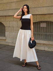 Sleeveless Color-Block Maxi Dress