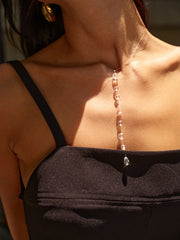 Clear Bead Y-Shaped Drop Necklace