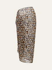 Leopard Print Sheer Sarong Cover-Up