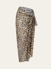 Leopard Print Sheer Sarong Cover-Up