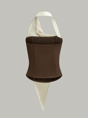 Asymmetrical Halter Top with Large Buttons