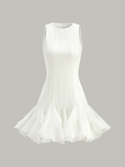 Semi-Sheer Ruffled Hem Mini Dress