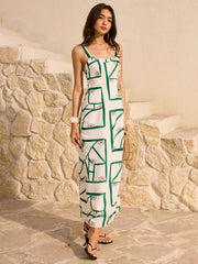 Geometric Print Maxi Dress