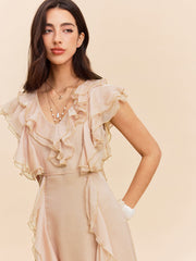 Semi-Sheer Ruffle Detail Dress