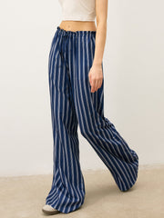 Striped Drawstring Wide-Leg Pants
