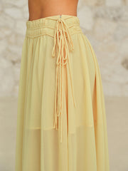 Drawstring Waist Maxi Skirt