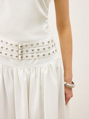 Boat Neck Multi-Belt Low-Waist Maxi Dress