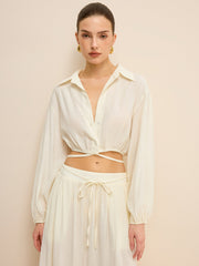 Cropped Shirt with Crisscross Tie-Back
