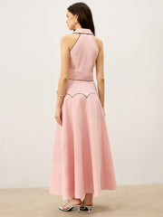 Contrast-Trim Maxi Skirt Set