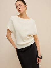 Elasticized Hem Knit Top