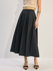 Pleated A-Line Midi Skirt
