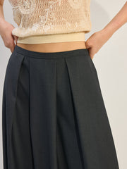 Pleated A-Line Midi Skirt