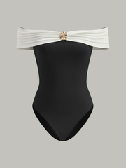 Metal Decor Off-Shoulder Bodysuit