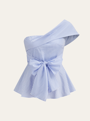 Off-Shoulder Striped Bow Tie Top
