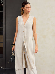 Striped Linen & Cotton Long Shirt