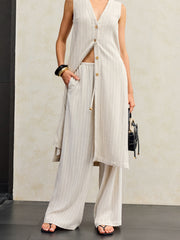 Striped Linen & Cotton Pants