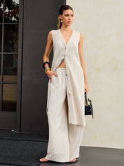 Striped Linen & Cotton Pants