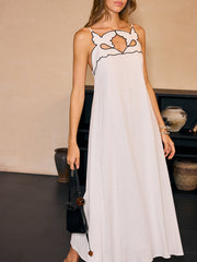 Linen & Cotton Cut-Out Maxi Dress