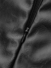 Satin Shirt Dress with Faux Leather Overlay