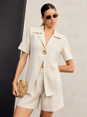 Cotton & Linen Metal Decor Shorts Set