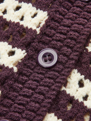 Striped Crochet Knit Cardigan