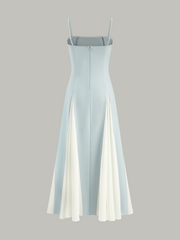 Color Block Detachable Strap Maxi Dress