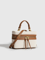 Dual-Tone Zippered Crossbody Bag