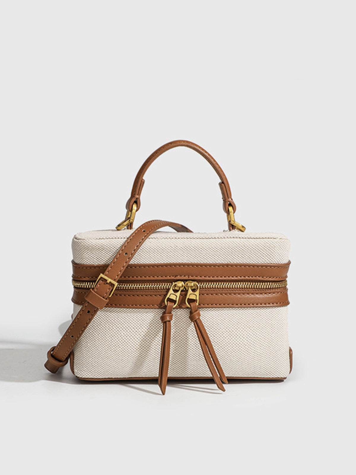 Dual-Tone Zippered Crossbody Bag