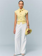 Button Knit Top with Convertible Styling Options